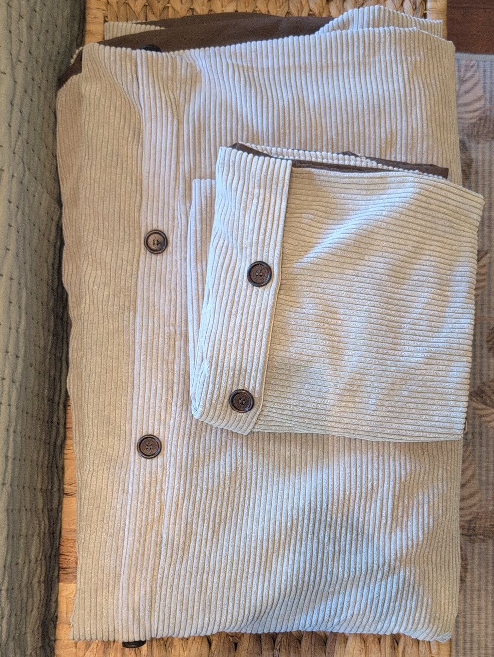 Neutral Ribbed Corduroy Duvet Cover in Light Beige